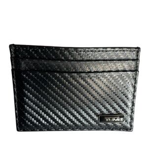 Tumi Carbon Black Card Case Holder Wallet Slim Minimalist ID Window